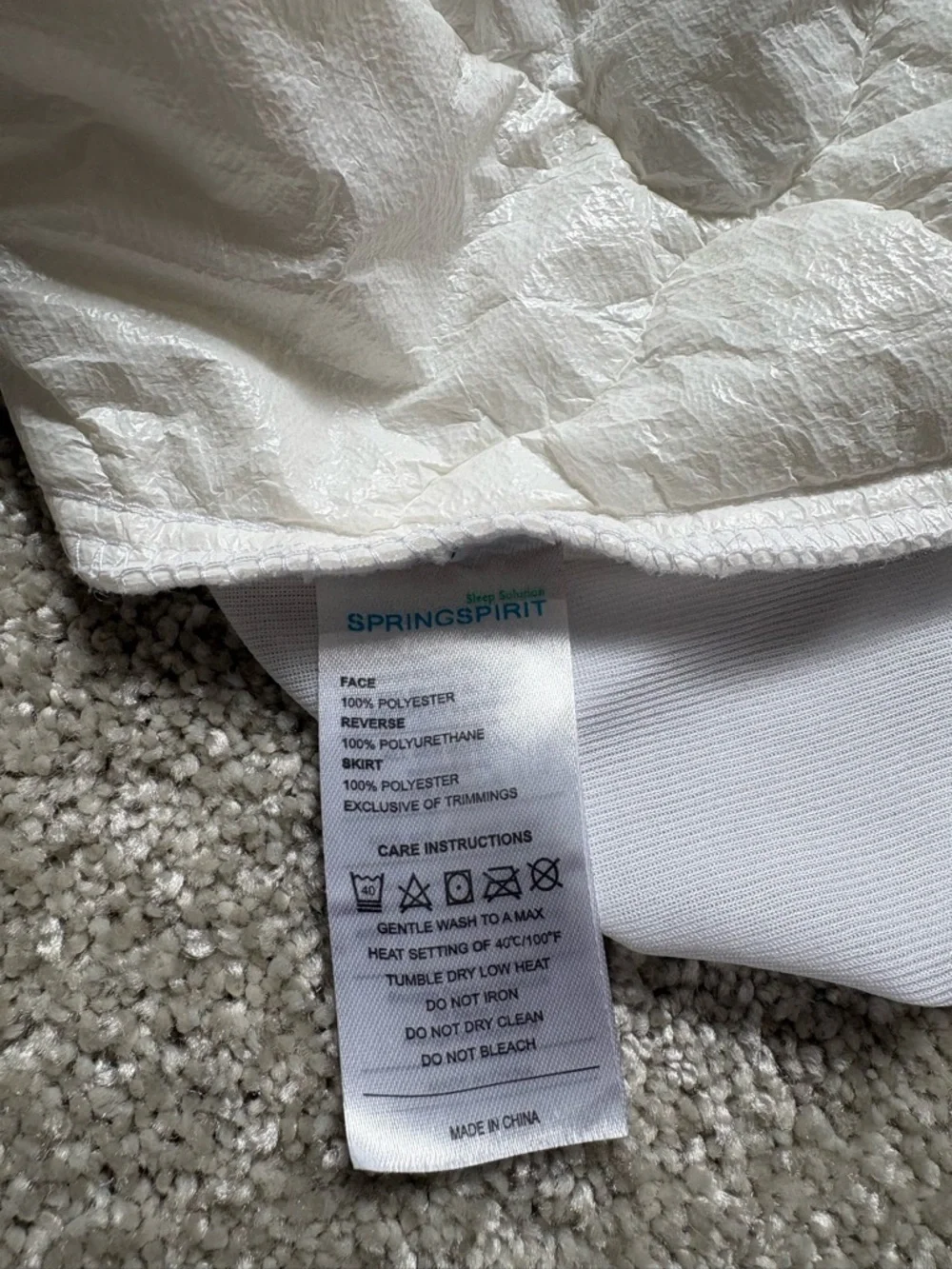 Twin Size White Quilted Mattress Protector - Soft Waterproof Cover